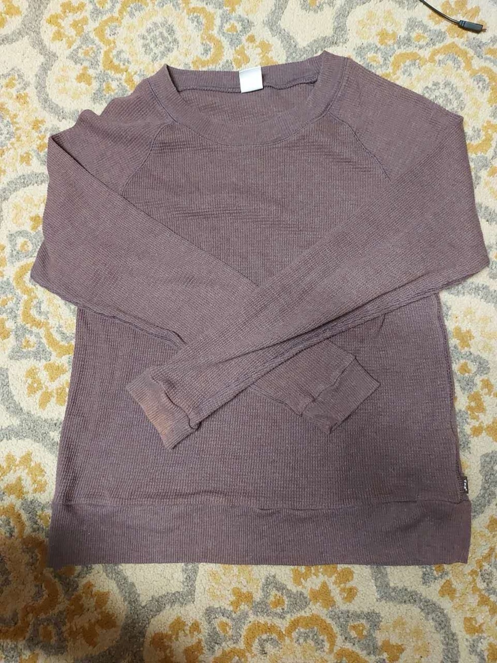 Aritzia TNA brown waffle knit long sleeve top